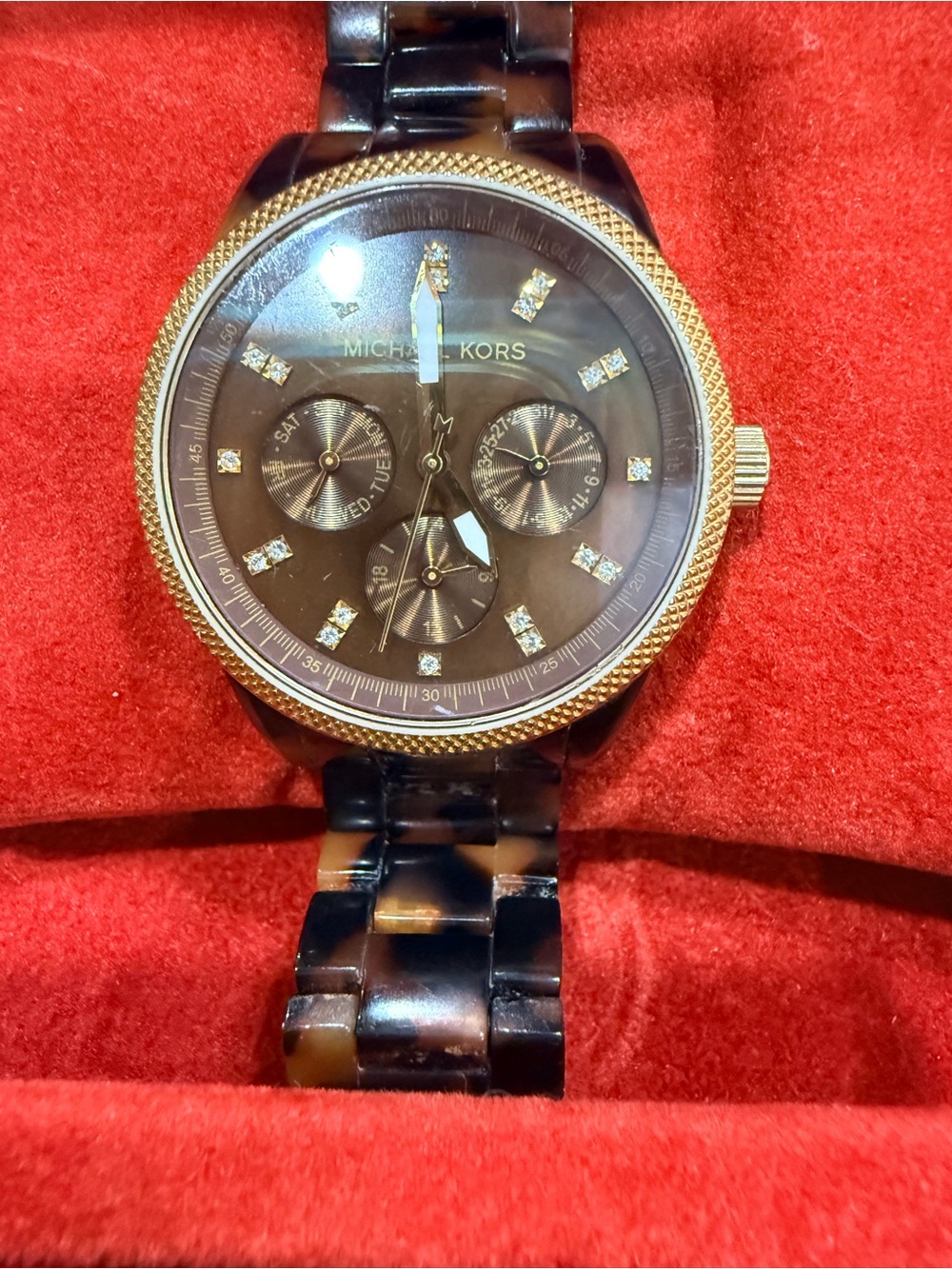 Michael Kors Men’s Tortoiseshell and Gold Chronograph Watch
